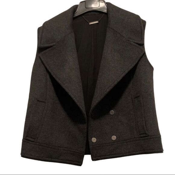 Elie Tahari Gray Willa Wool Convertible Vest in Dark Gray - Picture 12 of 13